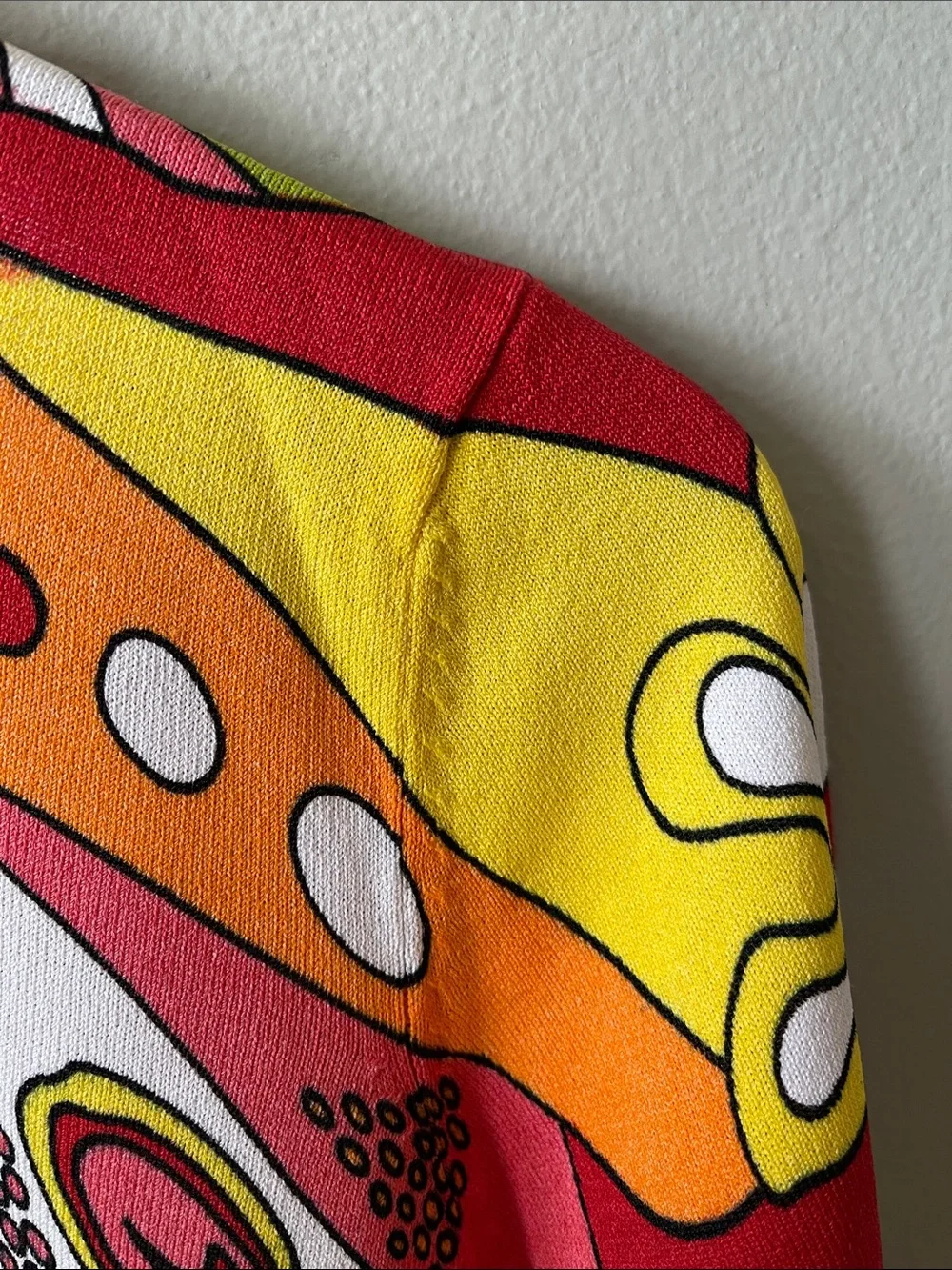 Joseph A Y2K Vibrant Swirl Print 3/4 Sleeve Top in Pink, Orange, Lime & White - Picture 5 of 7